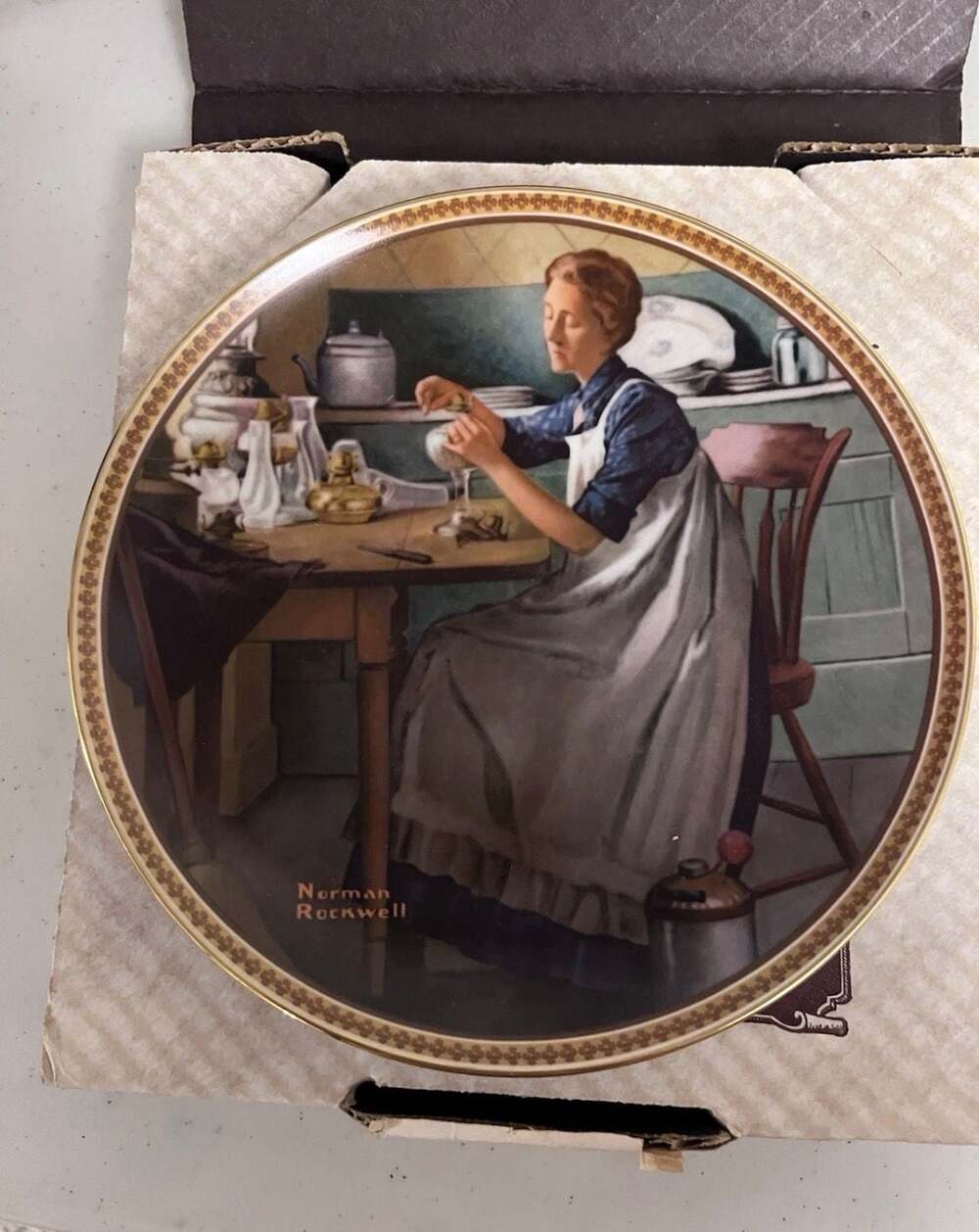 Working in the Kitchen Norman Rockwell Rediscovered Women Collector Plate